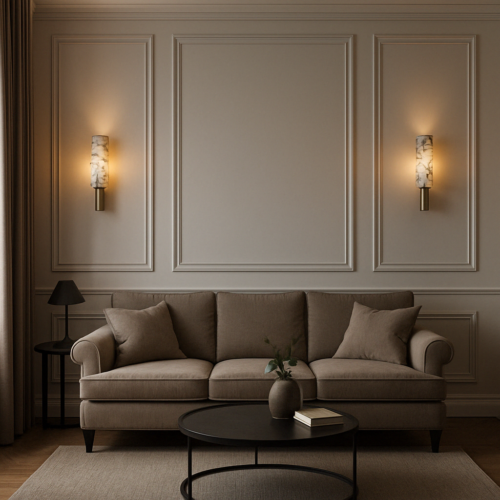 TraumOase™ "Van der Valk" Wandleuchten Messing+Marmor
