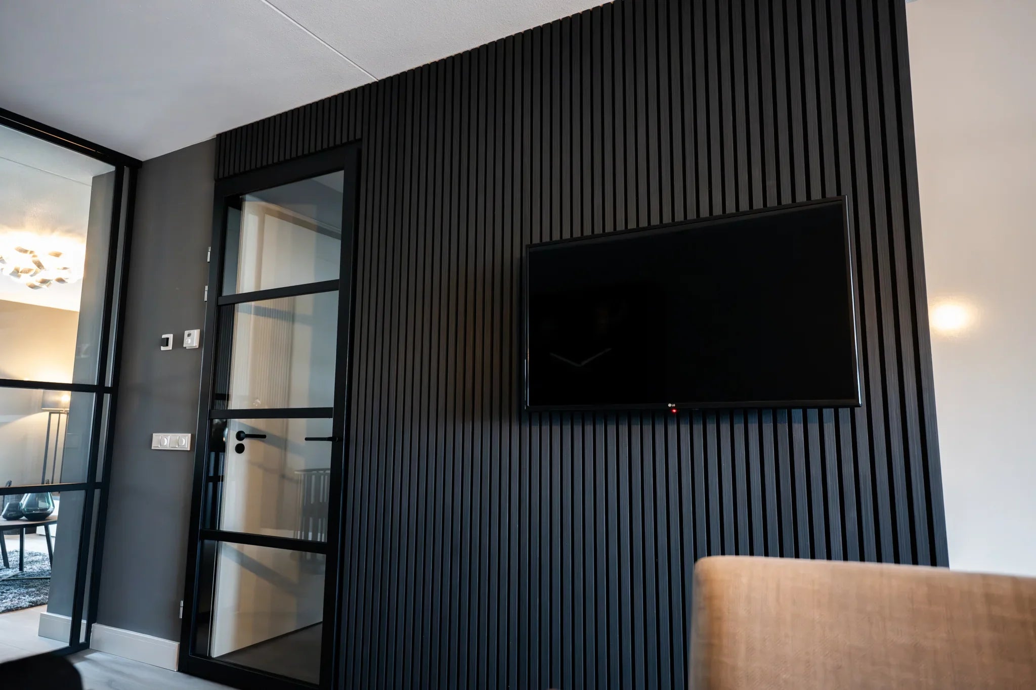 TraumOase™ Akustikpaneele 1,485m² - 275cm x 54cm* set - 2 Stück 275cm x 27cm | Schwarz 905 | Wandverkleidung