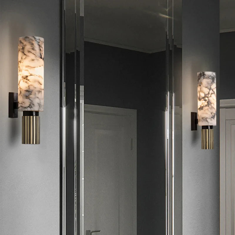 TraumOase™ "Van der Valk" Wandleuchten Messing+Marmor