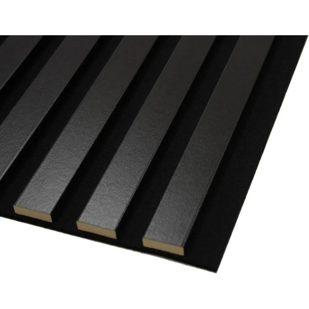 TraumOase™ Akustikpaneele 1,485m² - 275cm x 54cm* set - 2 Stück 275cm x 27cm | Schwarz 905 | Wandverkleidung