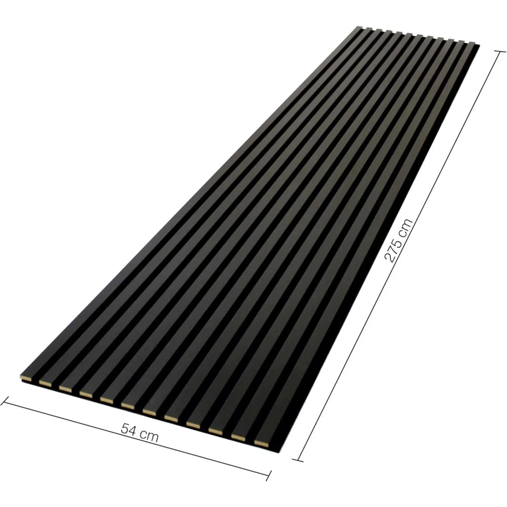 TraumOase™ Akustikpaneele 1,485m² - 275cm x 54cm* set - 2 Stück 275cm x 27cm | Schwarz 905 | Wandverkleidung