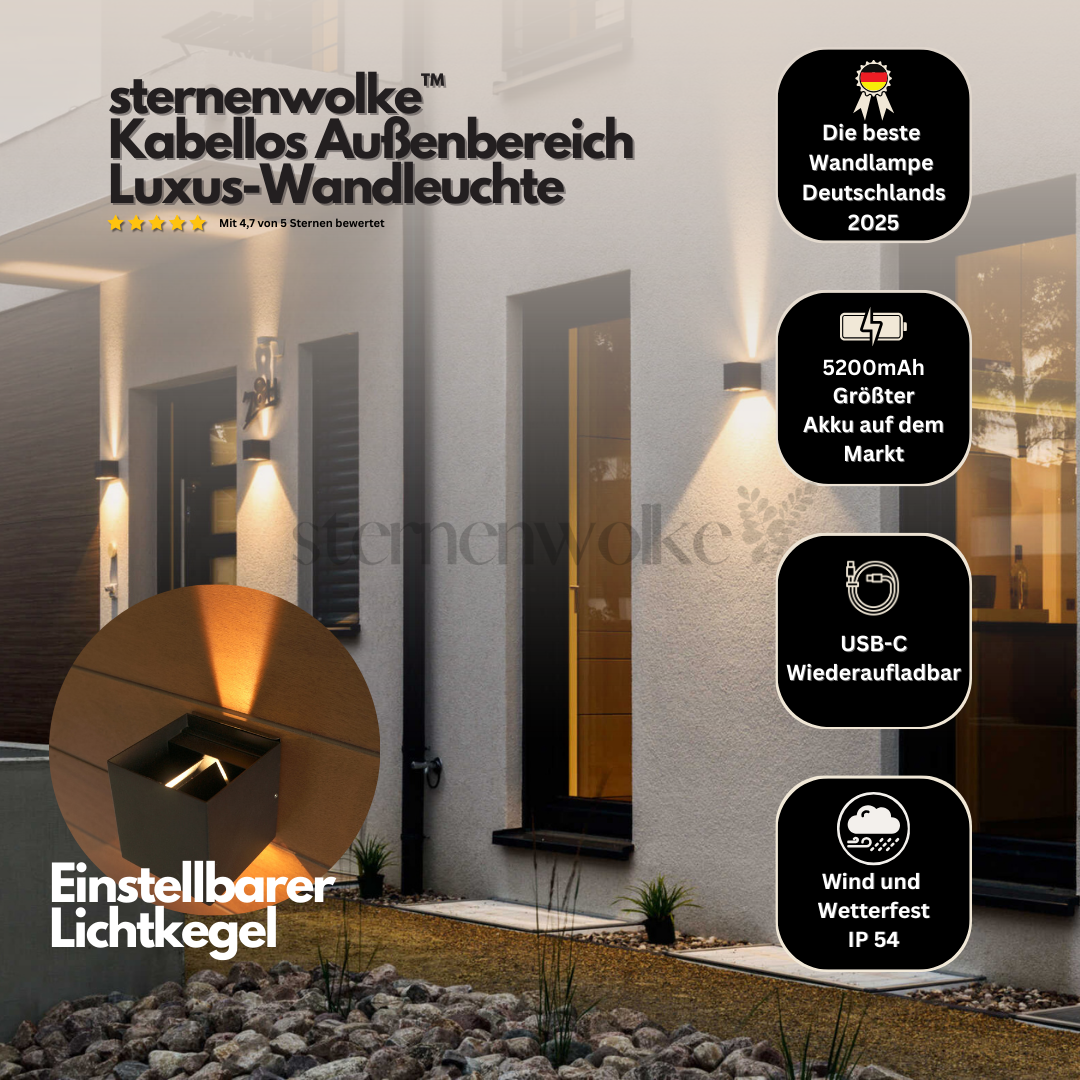 sternenwolke™ Kabellos Außenbereich Luxus-Wandleuchte | Das Original